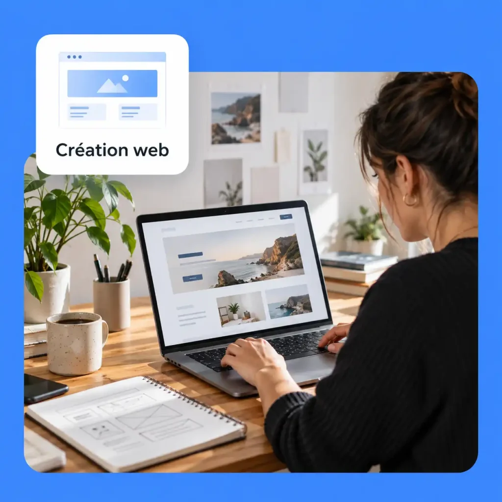 Illustration de la création de sites et de boutiques en ligne